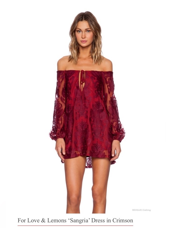 For Love And Lemons Dresses & Skirts - For Love & Lemons Off-Shoulder Lace Mini Dress in Crimson